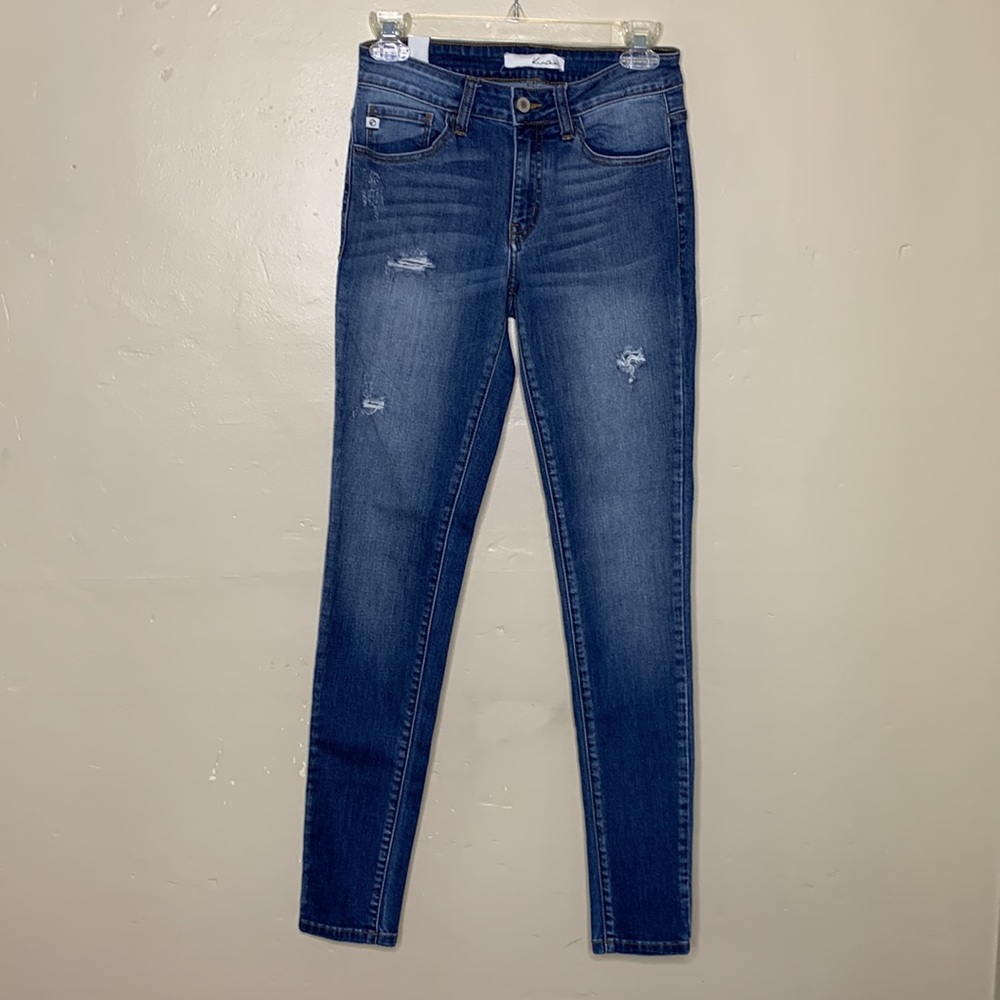 KanCan Blue Jeans ESTILO Skinny Distressed Whiskered Stretchy 5 Pocket
